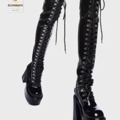 Reina Red Patent Statement Boots UK