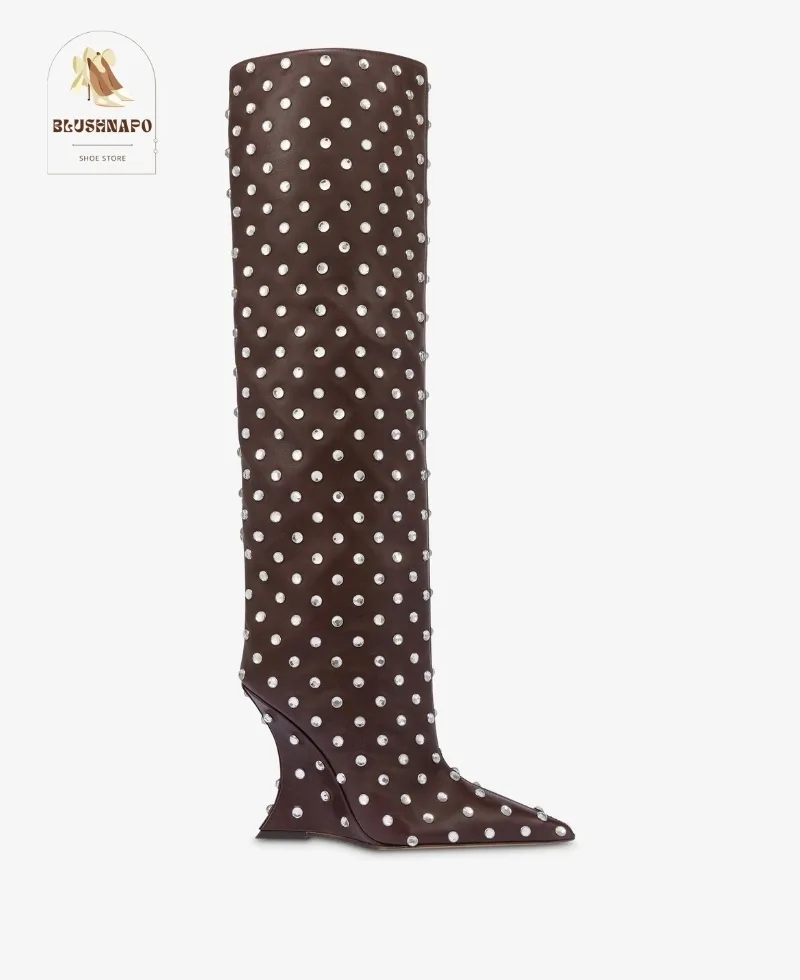 Cleo White Knee-High Platform Boots UK